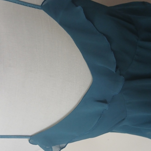 Bisou Bisou by Michele Bohbot teal ruffle spaghetti strap tank top size 8 - Picture 3 of 16